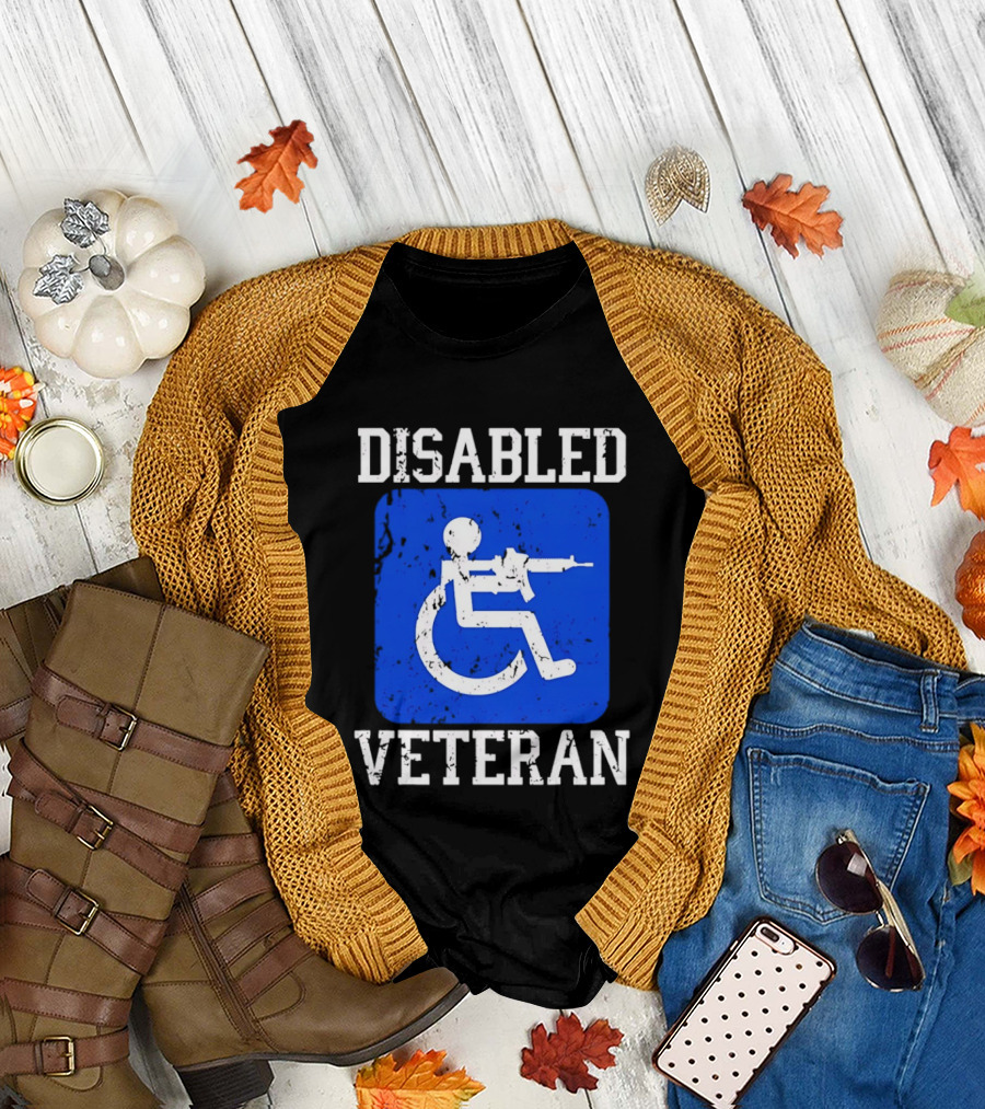 Disabled Veteran Armed Forces Distressed Military T-Shirt