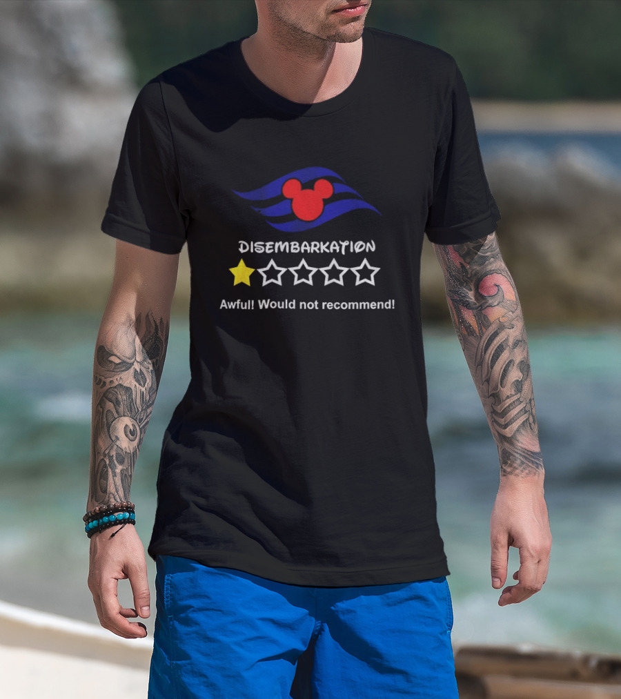 Disney Cruise Disembarkation Awful Review One Star Rating Mickey T-Shirt