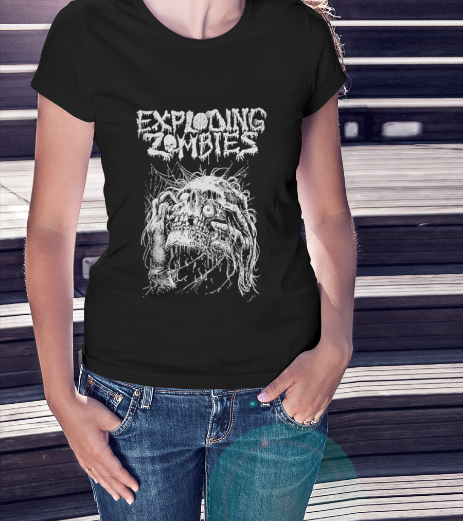 Exploding Zombies Horror Dripping Text Grunge Monster T-Shirt