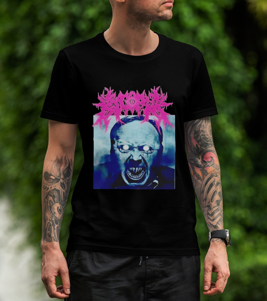 Gore Demon Face Glowing Eyes Death Metal Band T-Shirt