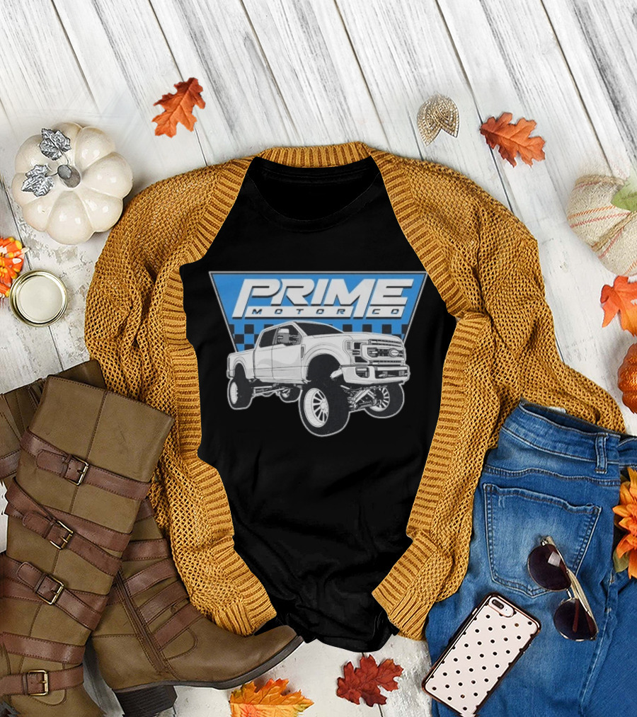 Prime Motor Co Lifted Truck Checkered Triangle T-Shirt
