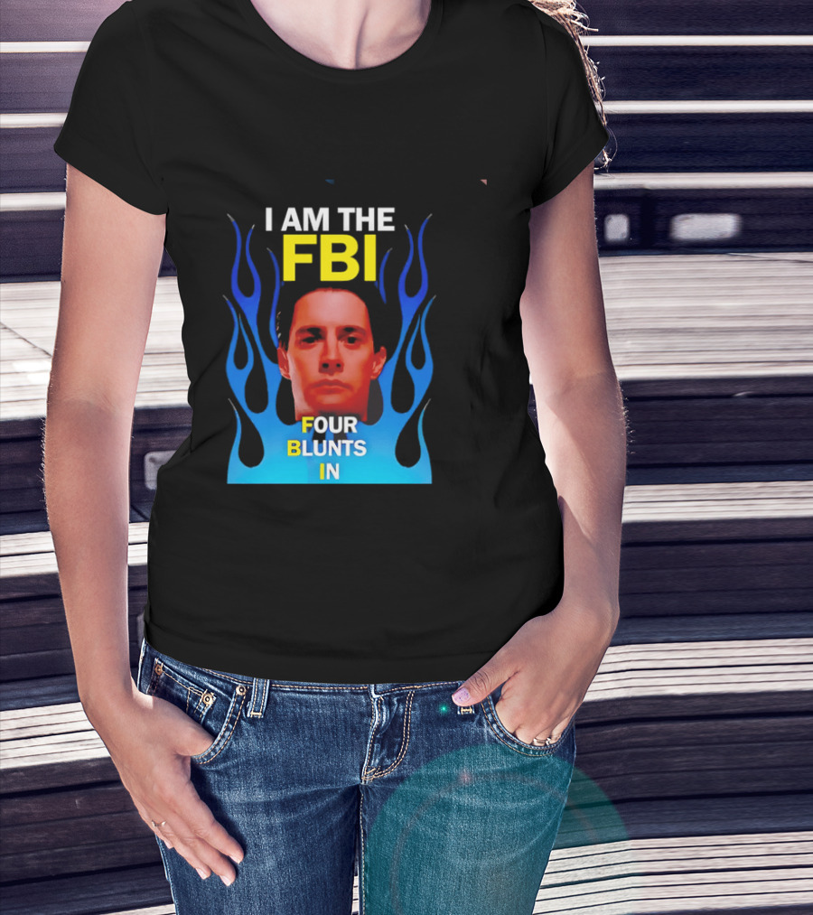 I Am The FBI Four Blunts In Special Agent Dale Cooper Blue Flame T-Shirt