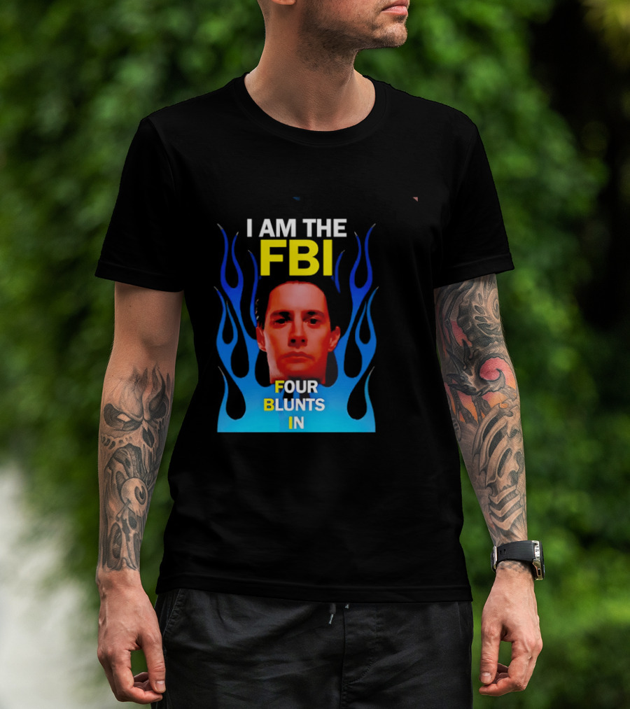 I Am The FBI Four Blunts In Special Agent Dale Cooper Blue Flame T-Shirt