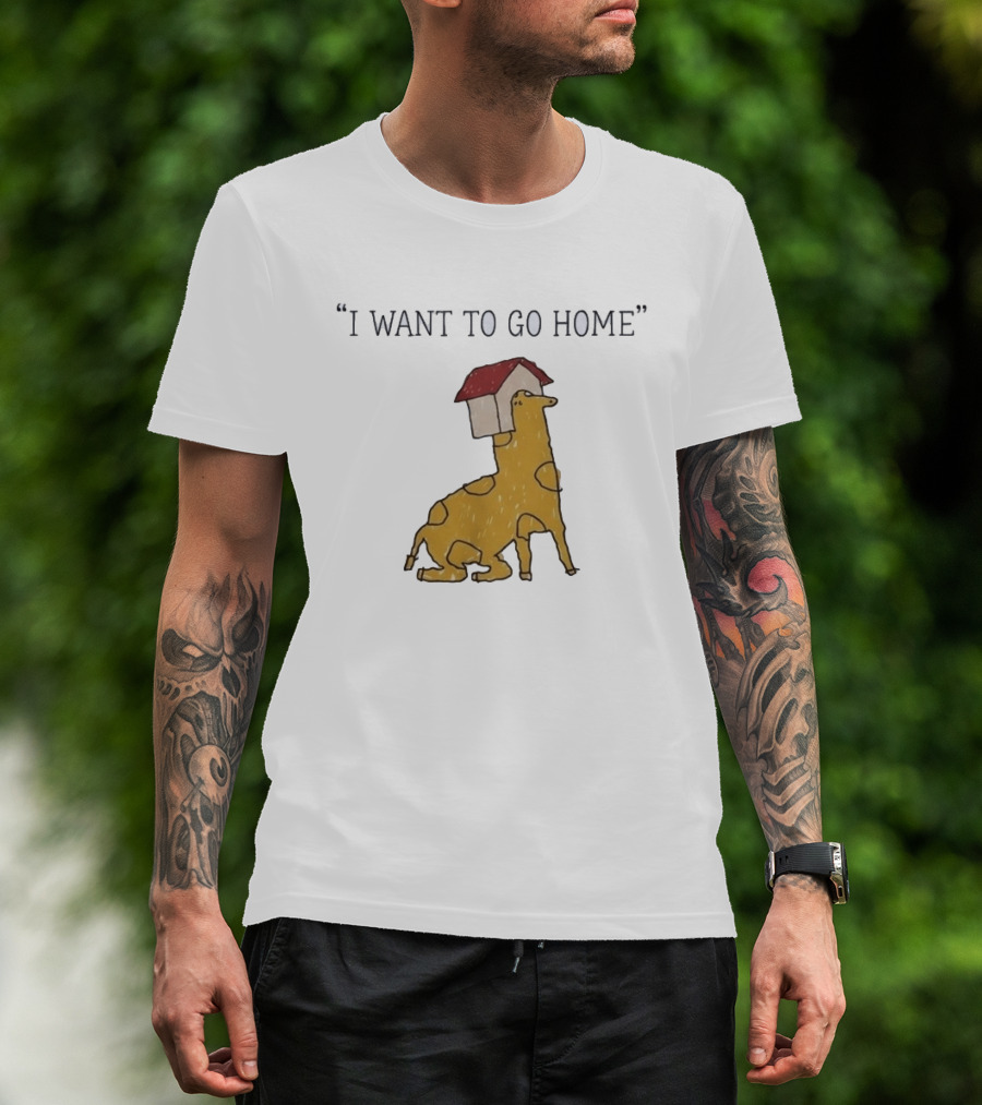 I Want To Go Home Giraffe With House On Head T-Shirt