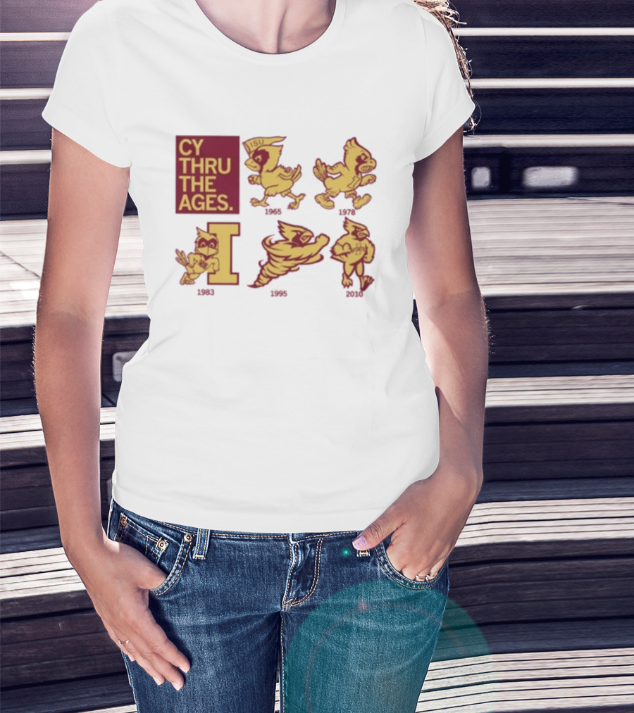 Iowa State Cyclones CY Thru The Ages Mascot Evolution Logos 1954 1972 1995 2008 T-Shirt