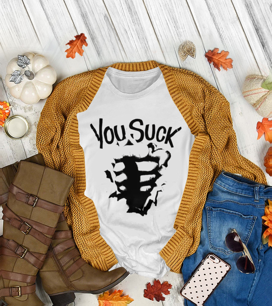 You Suck Horror Skeleton Ribcage T-Shirt