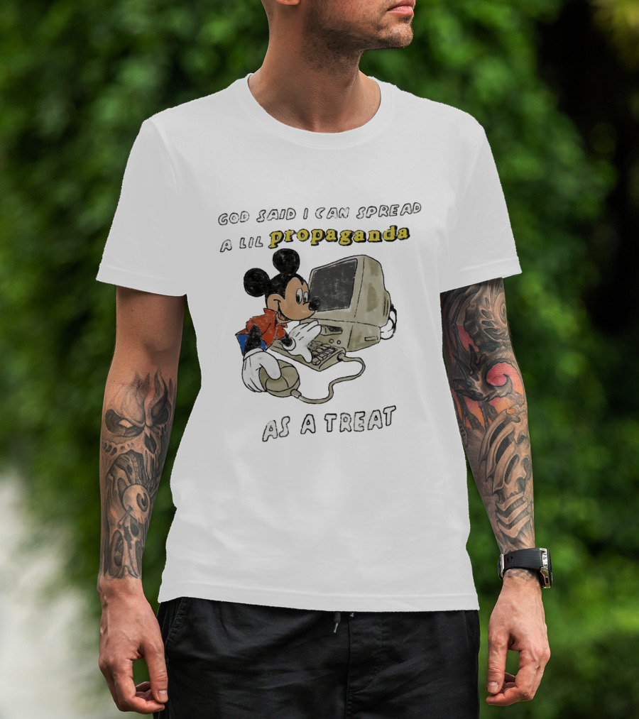 God Said I Can Spread A Lil Propaganda As A Treat Mickey Mouse Vintage Computer T-Shirt
