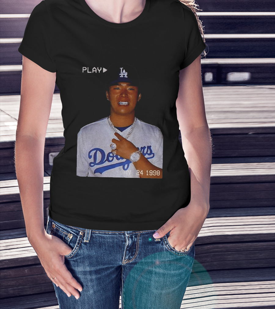 90s Yoshinobu Yamamoto Bootleg Rap Dodgers LA Jan 24 1998 T-Shirt
