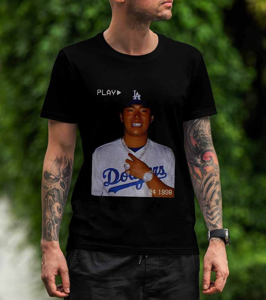 90s Yoshinobu Yamamoto Bootleg Rap Dodgers LA Jan 24 1998 T-Shirt