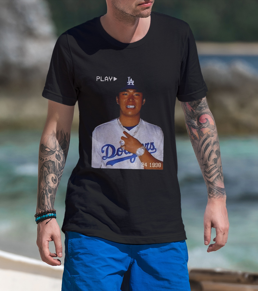 90s Yoshinobu Yamamoto Bootleg Rap Dodgers LA Jan 24 1998 T-Shirt