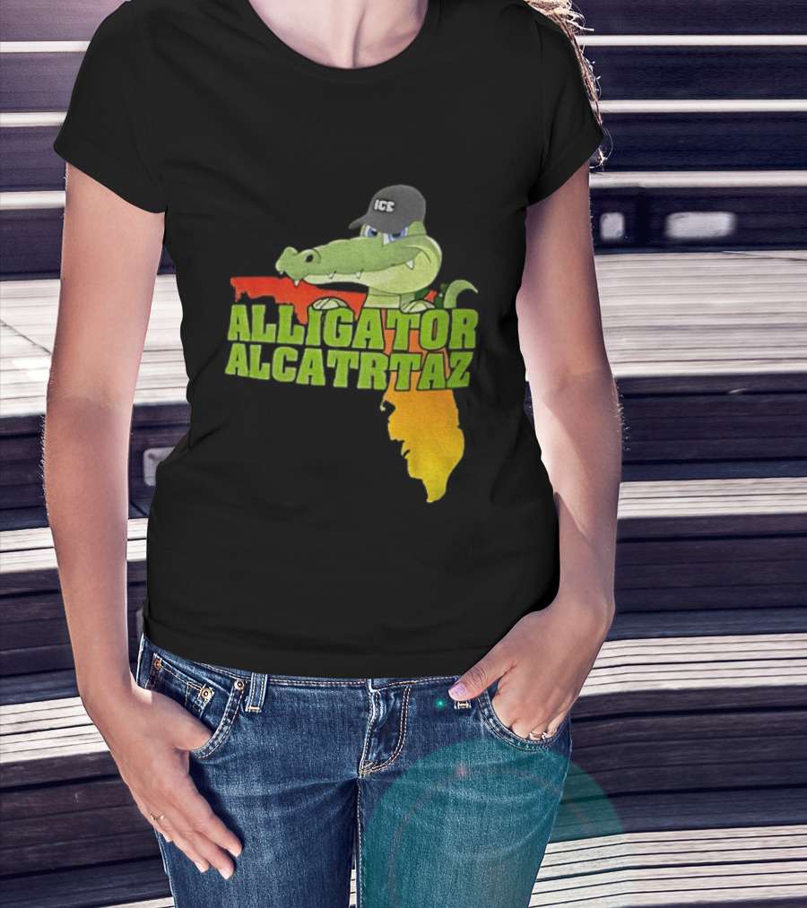 Alligator Alcatraz ICC Ice Cap Florida Map T-Shirt