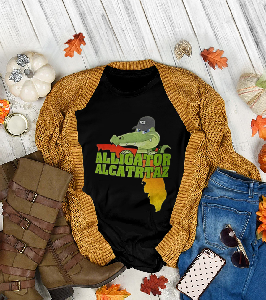 Alligator Alcatraz ICC Ice Cap Florida Map T-Shirt