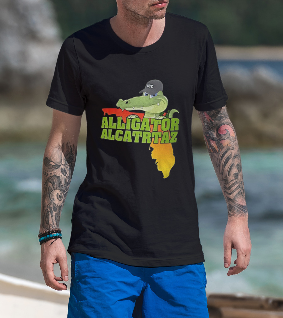 Alligator Alcatraz ICC Ice Cap Florida Map T-Shirt