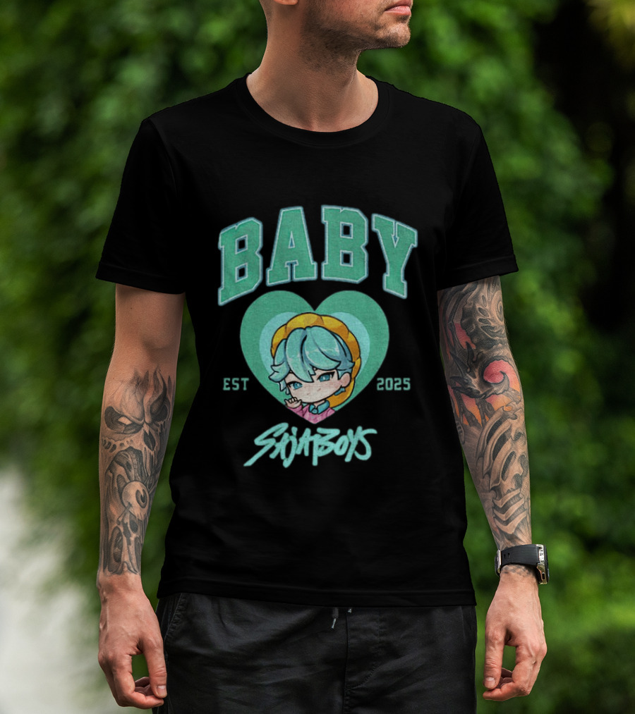 Baby Saja Boys Kpop Demon Hunters Est 2025 Anime Character Heart T-Shirt