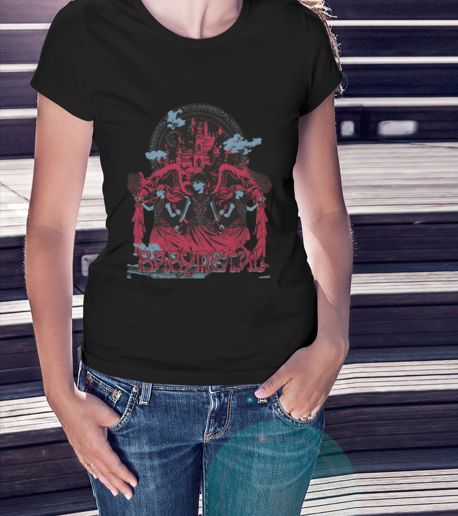 Babymetal Kingslayer Team Babymetal Corps Red Gothic Angels And Castle T-Shirt