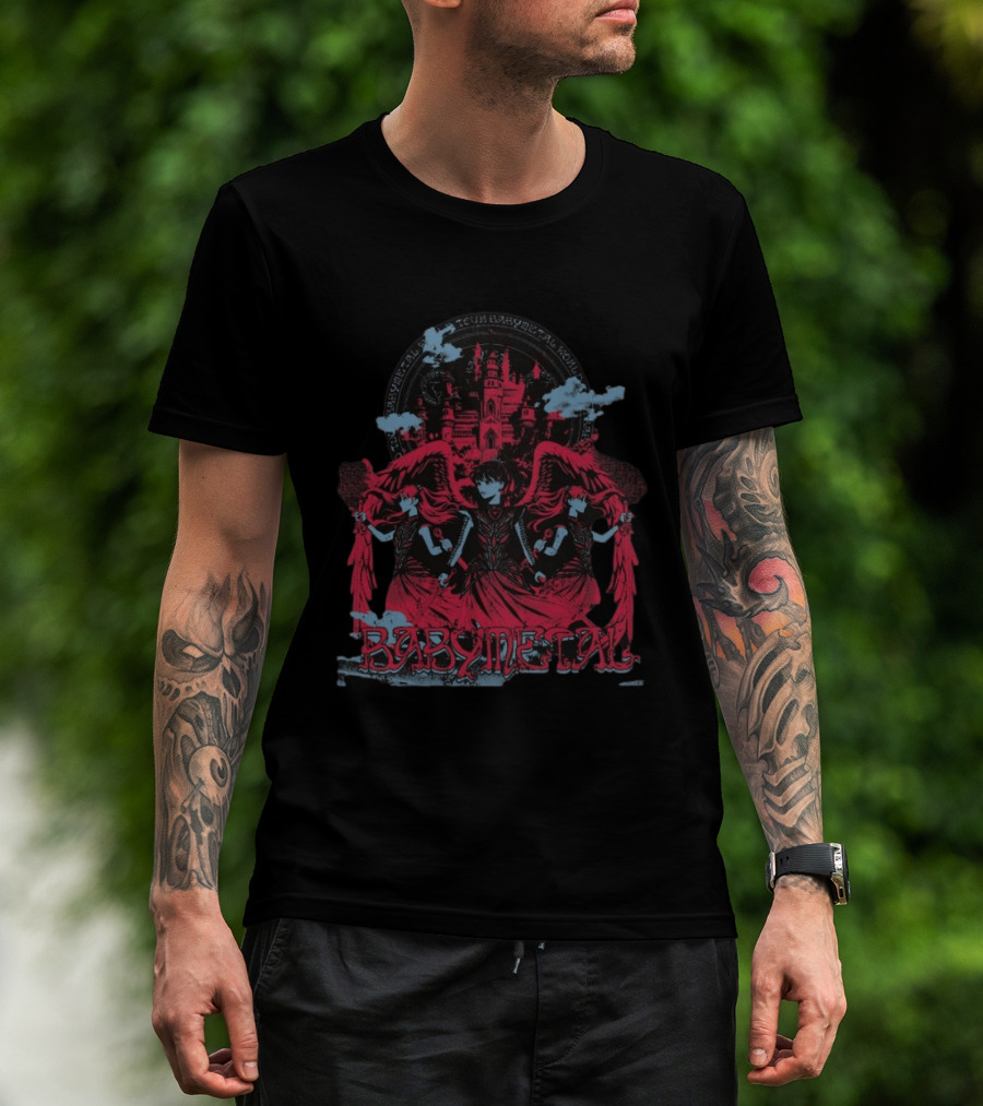 Babymetal Kingslayer Team Babymetal Corps Red Gothic Angels And Castle T-Shirt