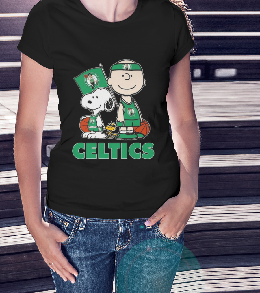 Boston Celtics Snoopy Charlie Brown Peanuts Friends Basketball 2024 T-Shirt