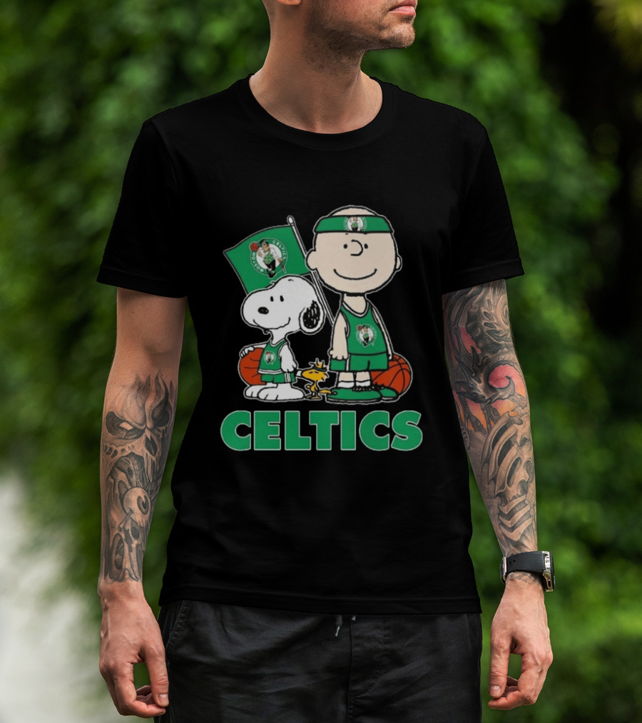 Boston Celtics Snoopy Charlie Brown Peanuts Friends Basketball 2024 T-Shirt