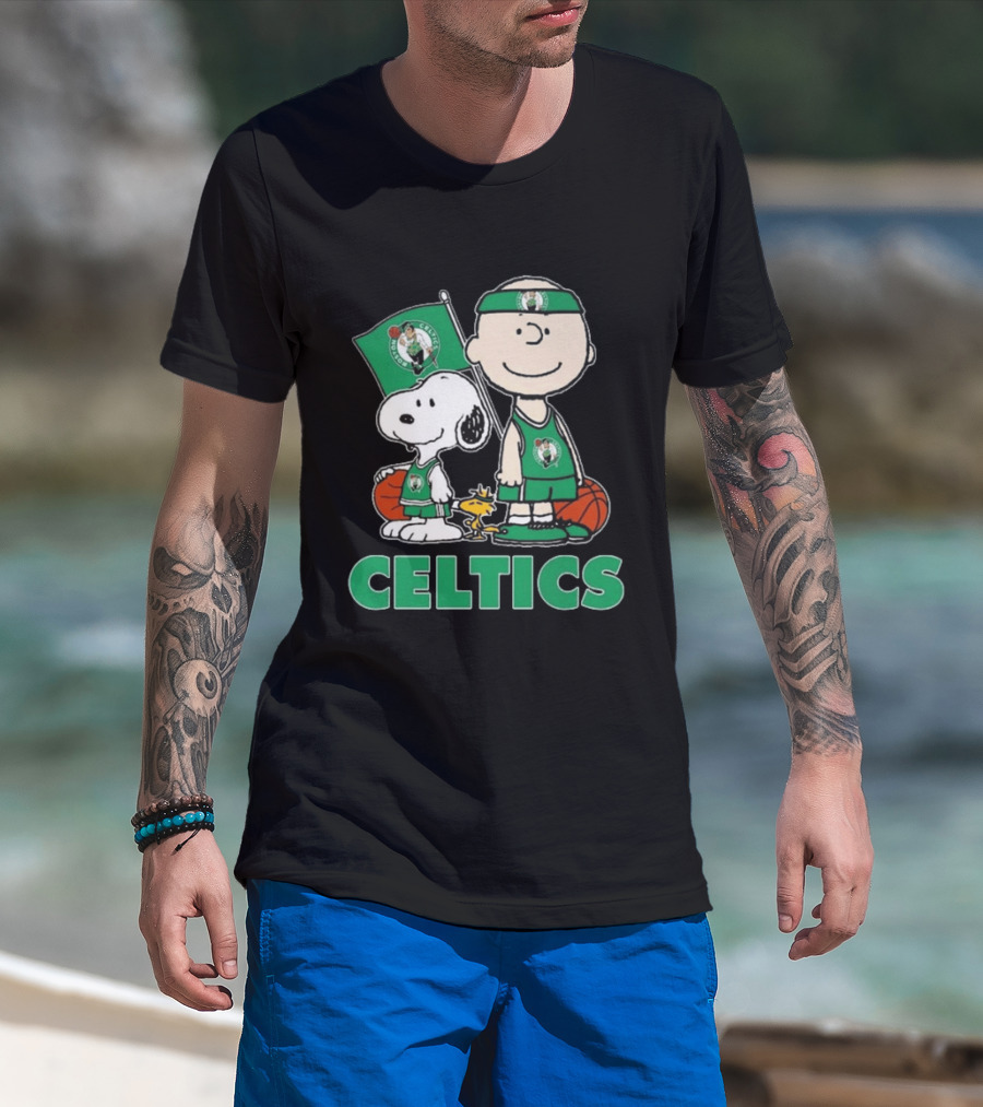 Boston Celtics Snoopy Charlie Brown Peanuts Friends Basketball 2024 T-Shirt