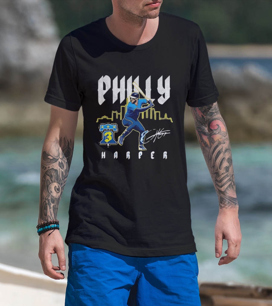 Philly Harper Bryce Philadelphia Phillies City Connect Player MLB Skyline T-Shirt