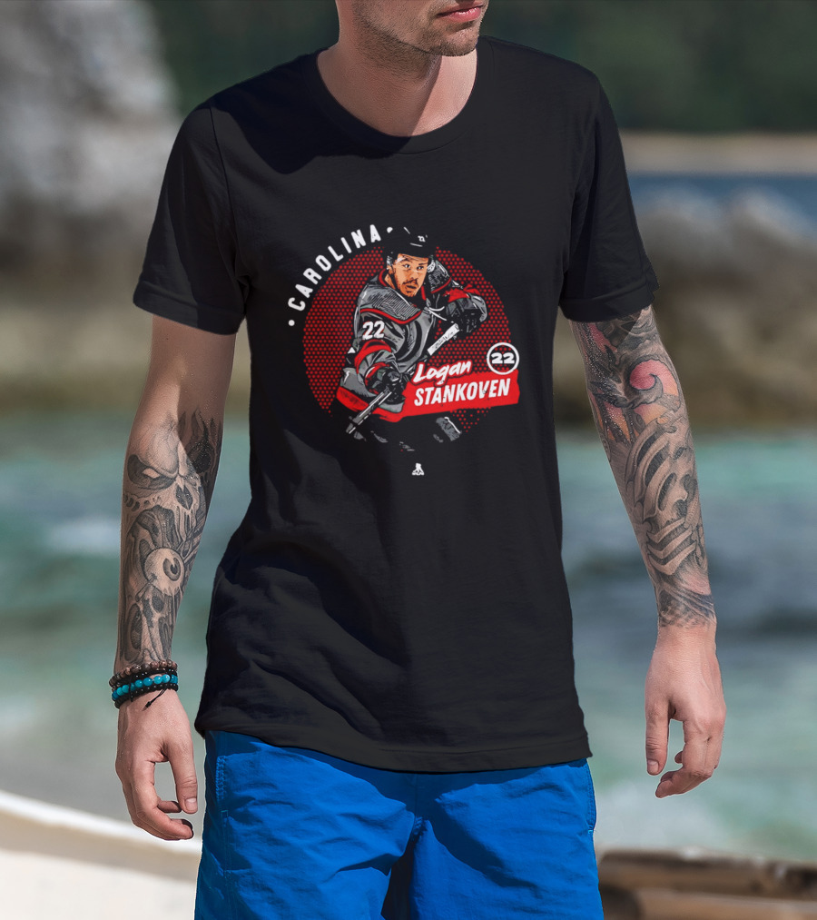 Logan Stankoven 22 Carolina Hurricanes Hockey Player Dots T-Shirt