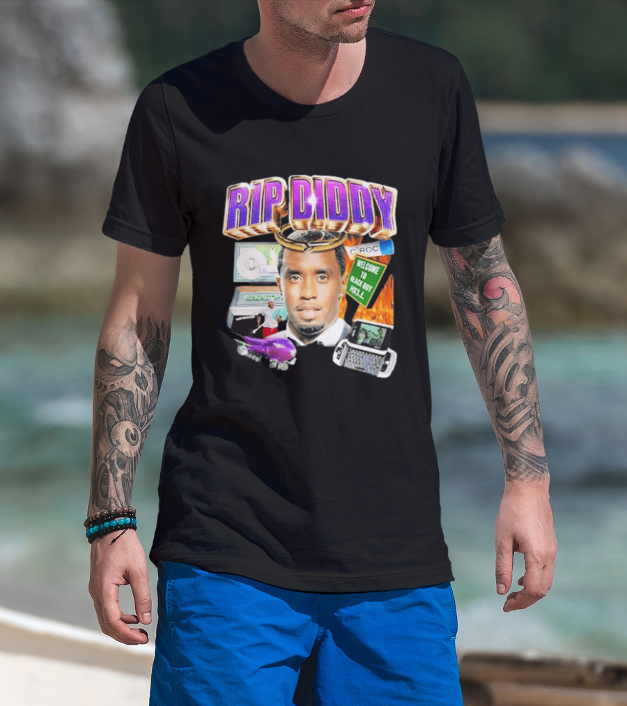Sam Hyde Rip Diddy Welcome To Black Guy Hell Ciroc Wings 09 Typewriter T-Shirt