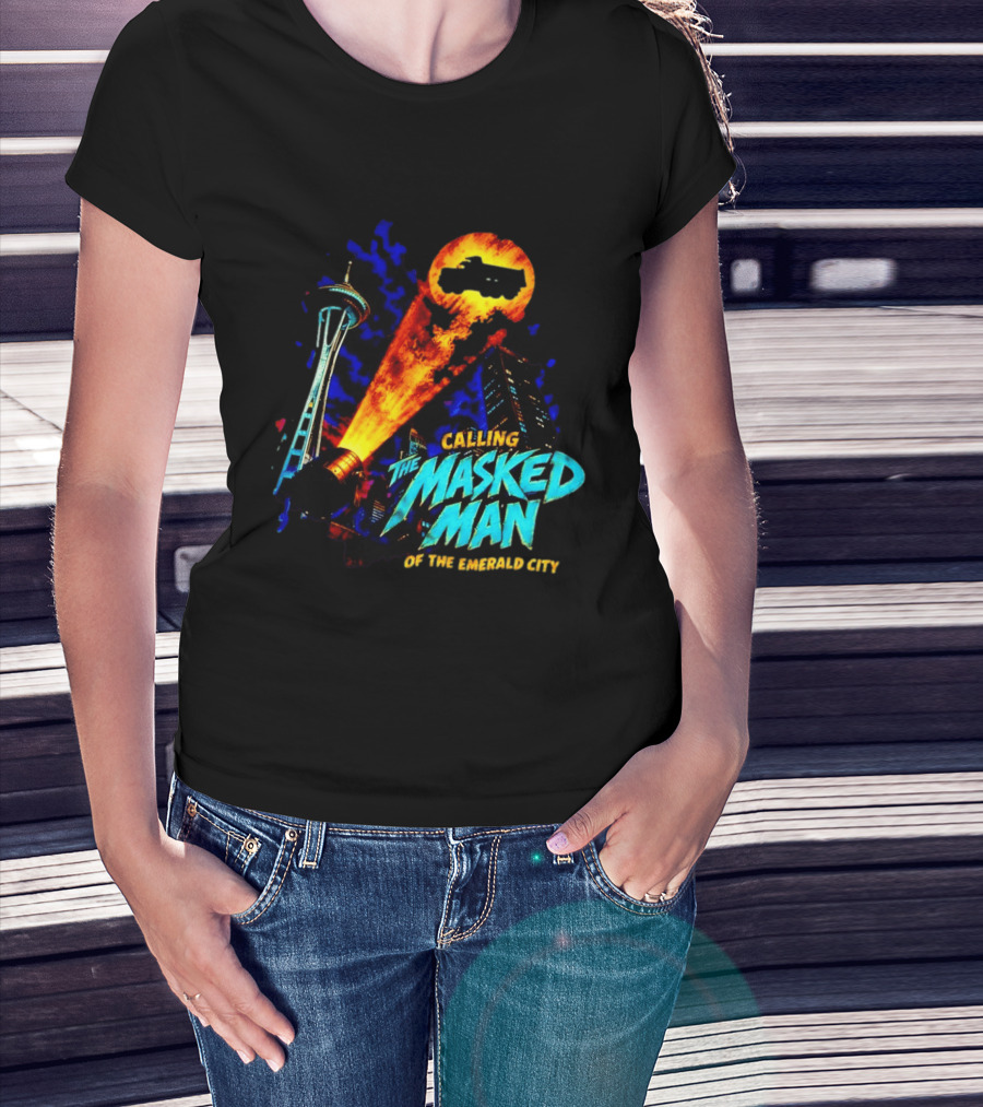 Calling The Masked Man Emerald City Space Needle T-Shirt