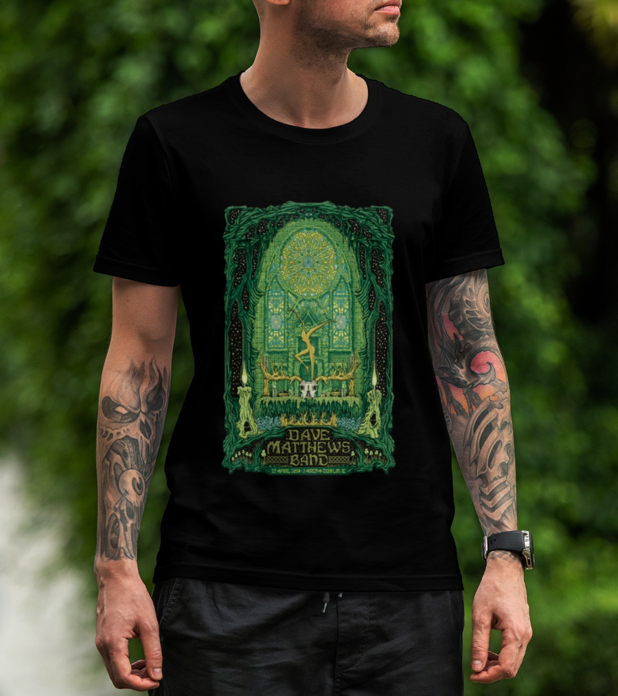 Dave Matthews Band 27 April 2024 3Arena Dublin IE Concert Art With Celtic And Candle T-Shirt