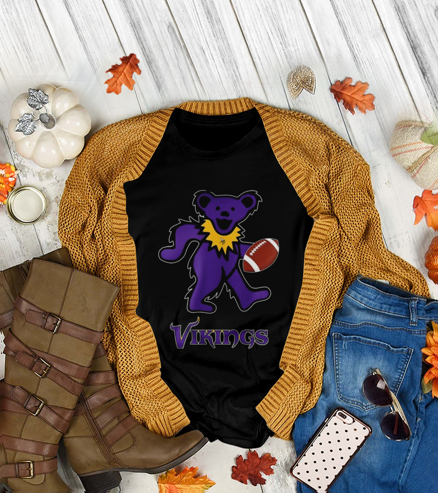 Minnesota Vikings Bear Grateful Dead Night Football 2024 T-Shirt