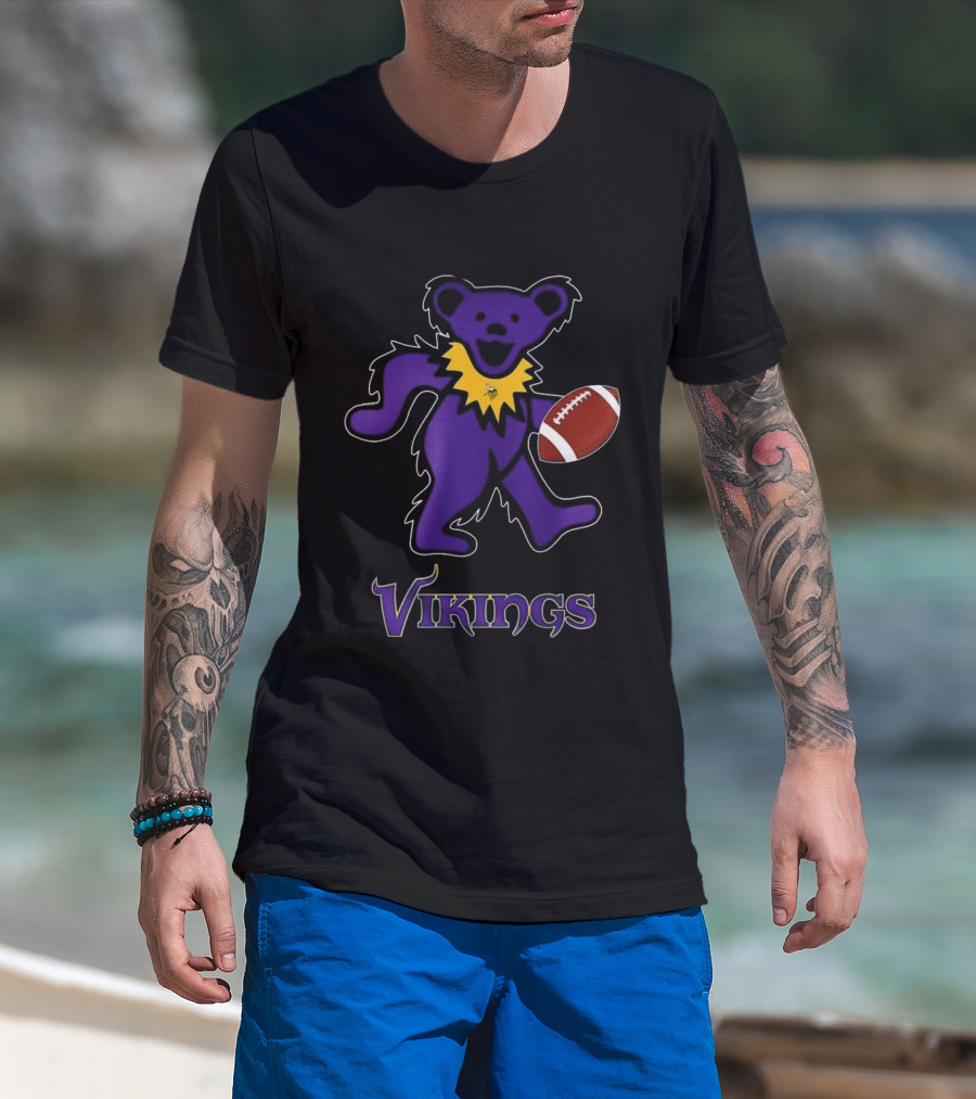 Minnesota Vikings Bear Grateful Dead Night Football 2024 T-Shirt