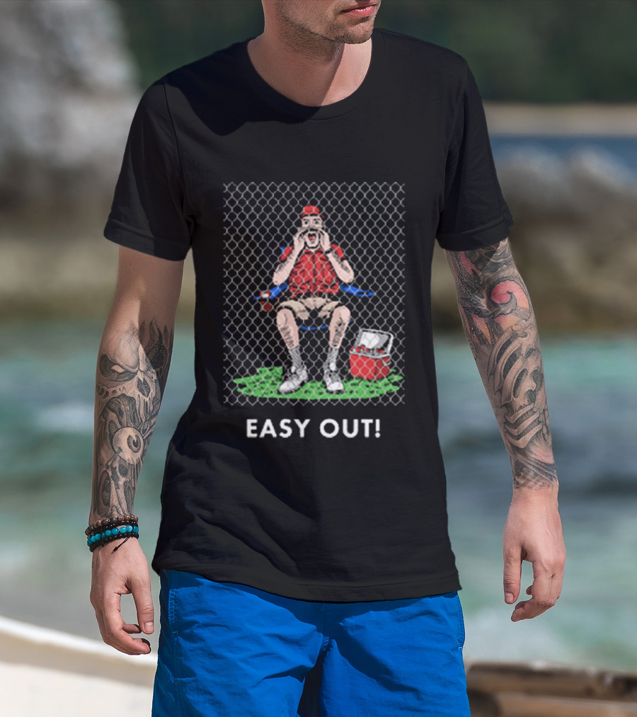 Easy Out Umpire Sitting Behind Chain Link Fence T-Shirt