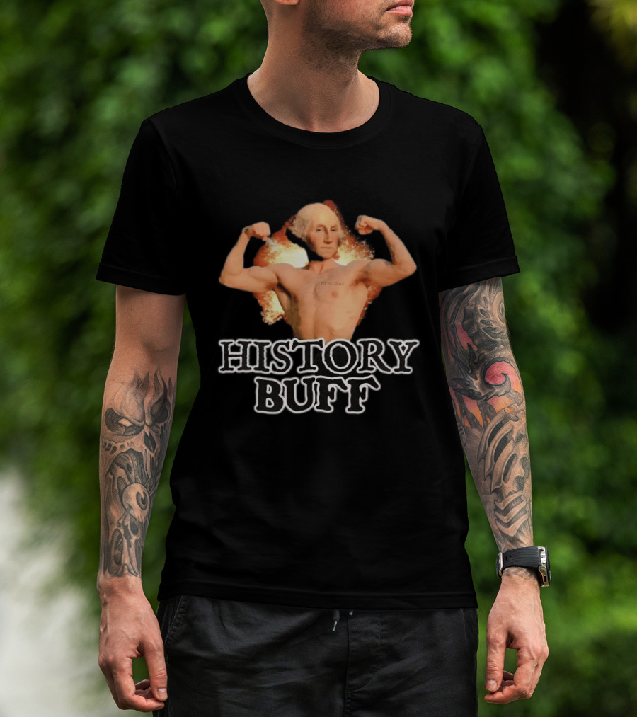George Washington History Buff Muscular Founding Fathers America 250 4th Of July T-Shirt