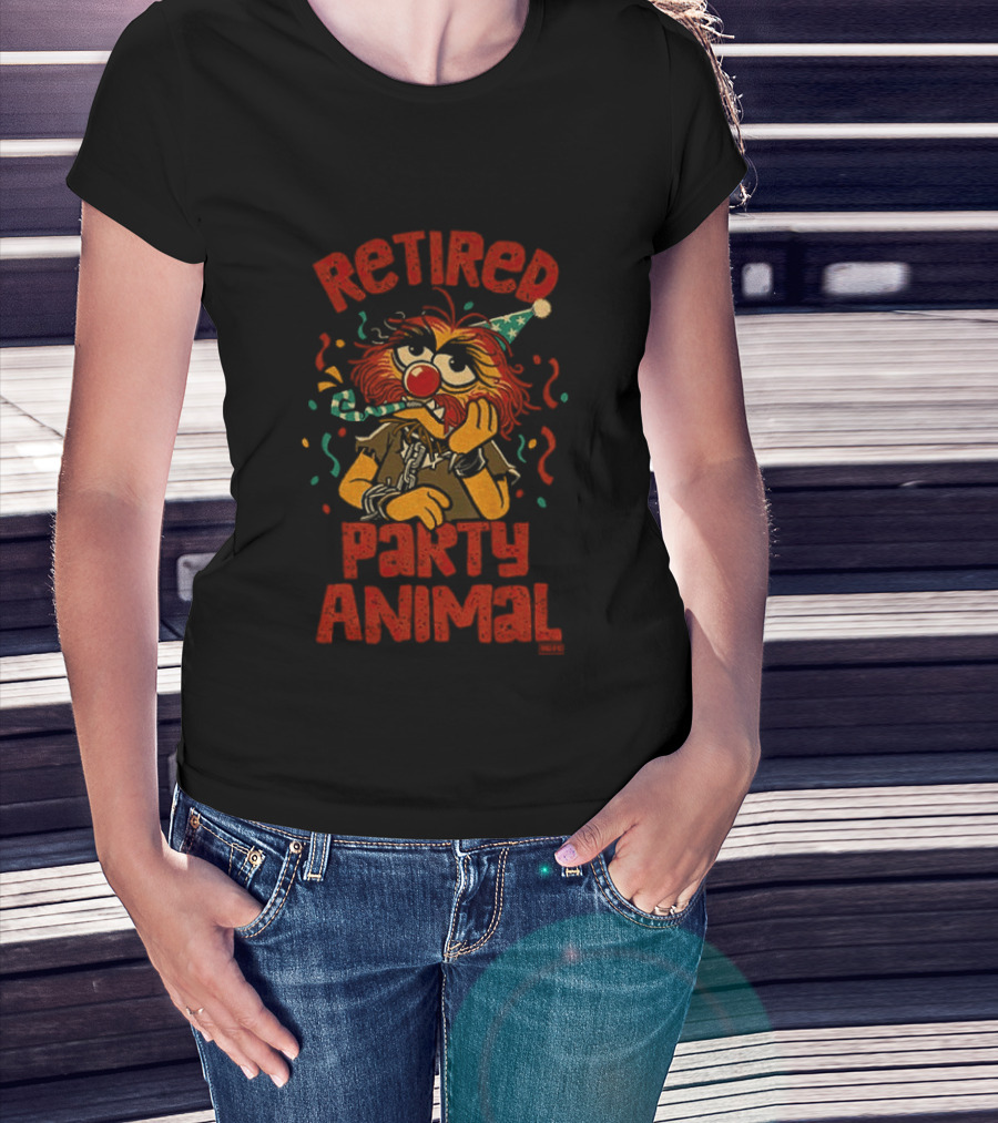 Retired Party Animal With Birthday Hat And Confetti T-Shirt
