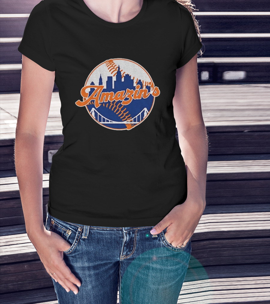 New York Mets Amazin's Skyline Baseball Bridge T-Shirt