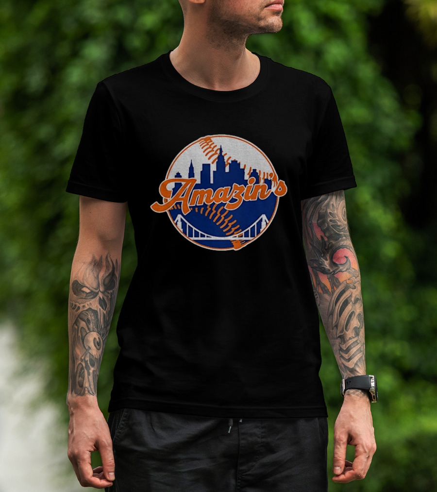 New York Mets Amazin's Skyline Baseball Bridge T-Shirt