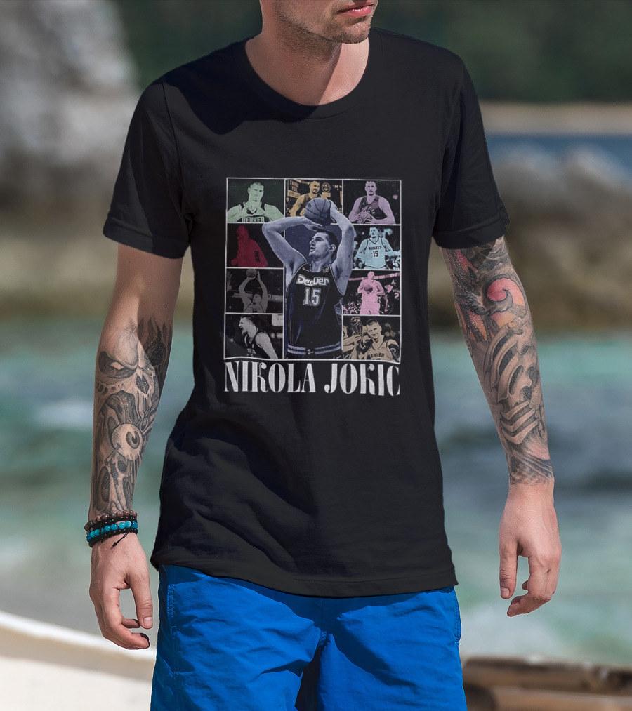 Nikola Jokic Denver Nuggets Basketball Collage T-Shirt