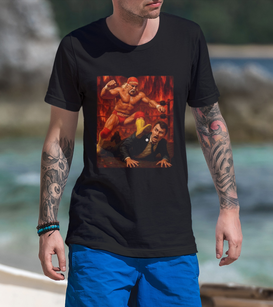 Hulk Hogan Hulkamania Vs Charlie Kirk Wrestling Meme Image T-Shirt