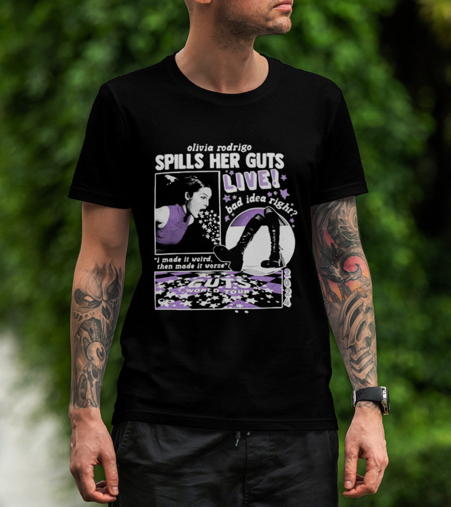 Olivia Rodrigo Spills Her Guts Live World Tour 2023 Bad Idea Right? T-Shirt