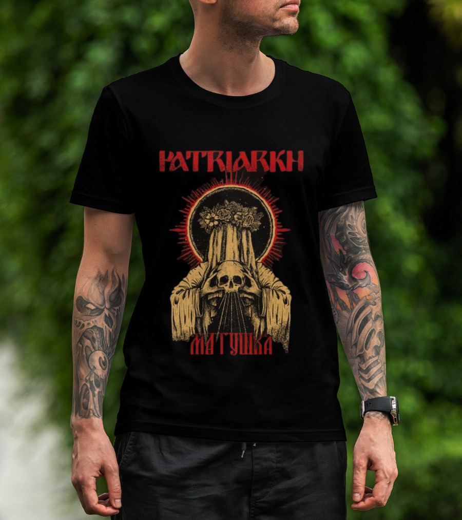 Patriarkh Matushka Skeleton Halo Floral Hooded Figure T-Shirt