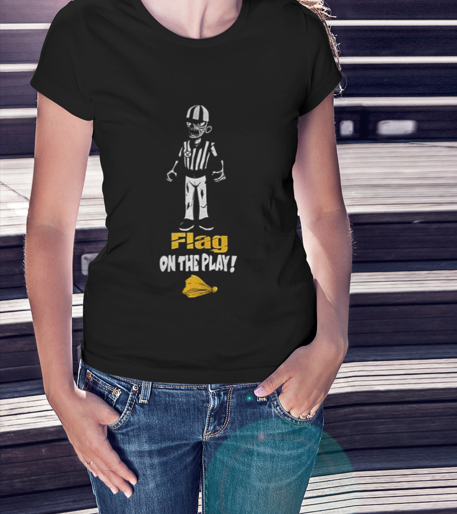 Zombie Referee Flag On The Play Halloween Humor T-Shirt