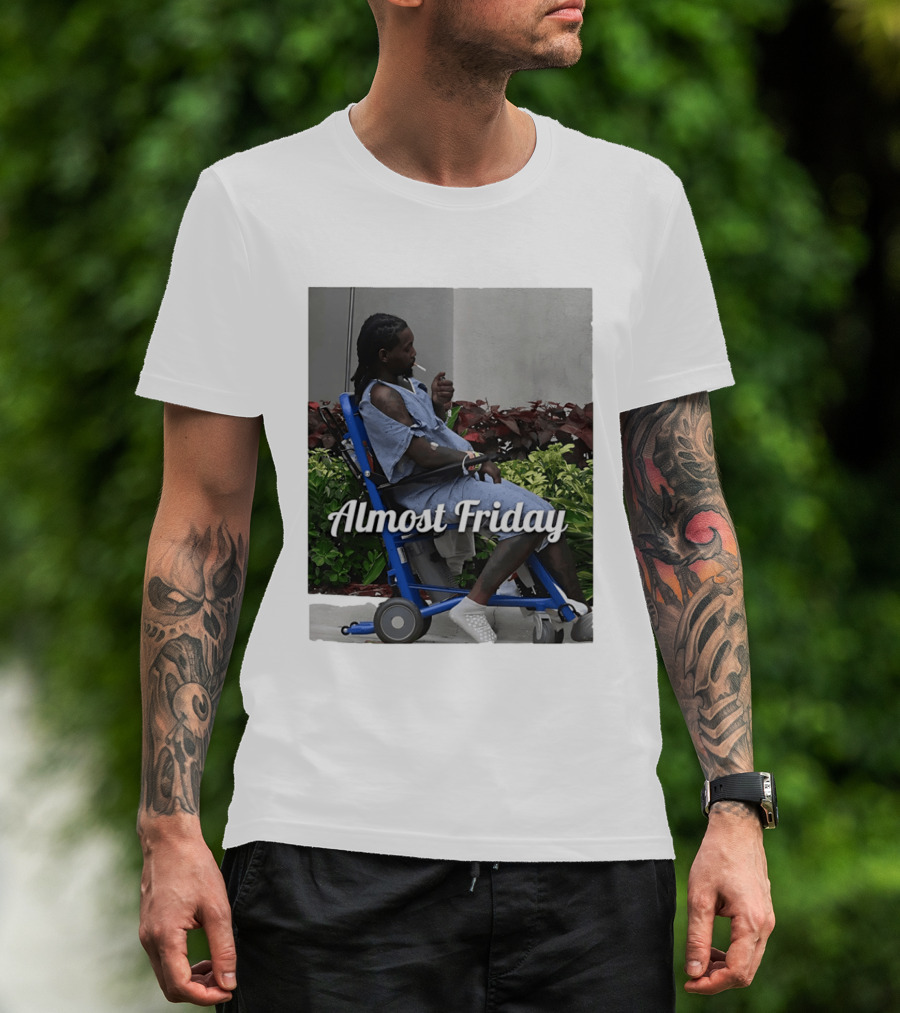 Almost Friday Offset Cigarette Wheelchair Vibes T-Shirt
