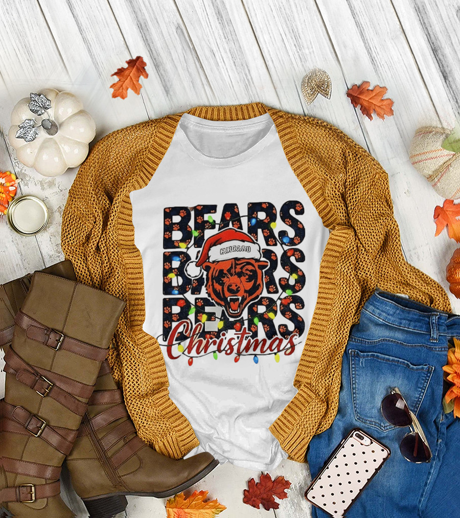 Bears Christmas Bear Santa Claus Chicago Bears Football T-Shirt