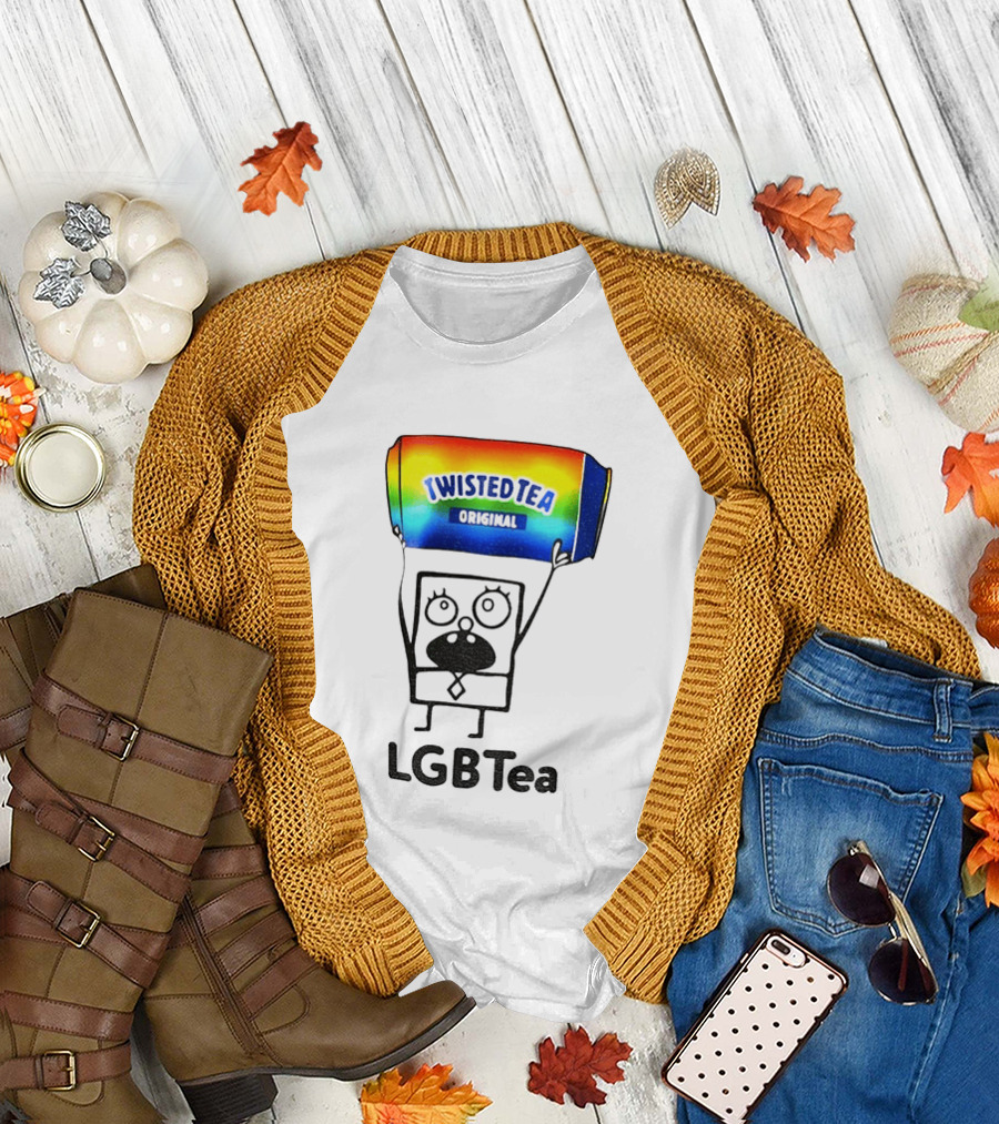 Doodlebob Holding Rainbow Twisted Tea Original LGBTea Pride LGBTQ+ T-Shirt
