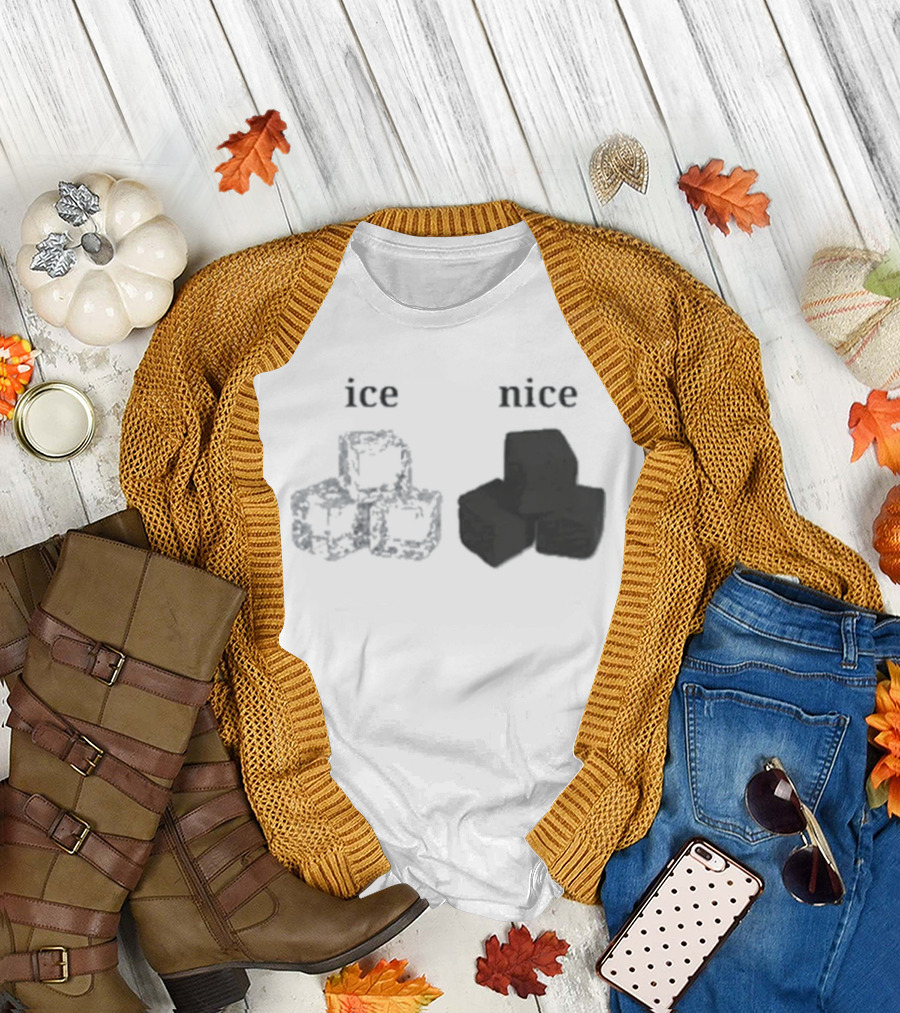 Ice Vs Nice Cubes Playful Word T-Shirt
