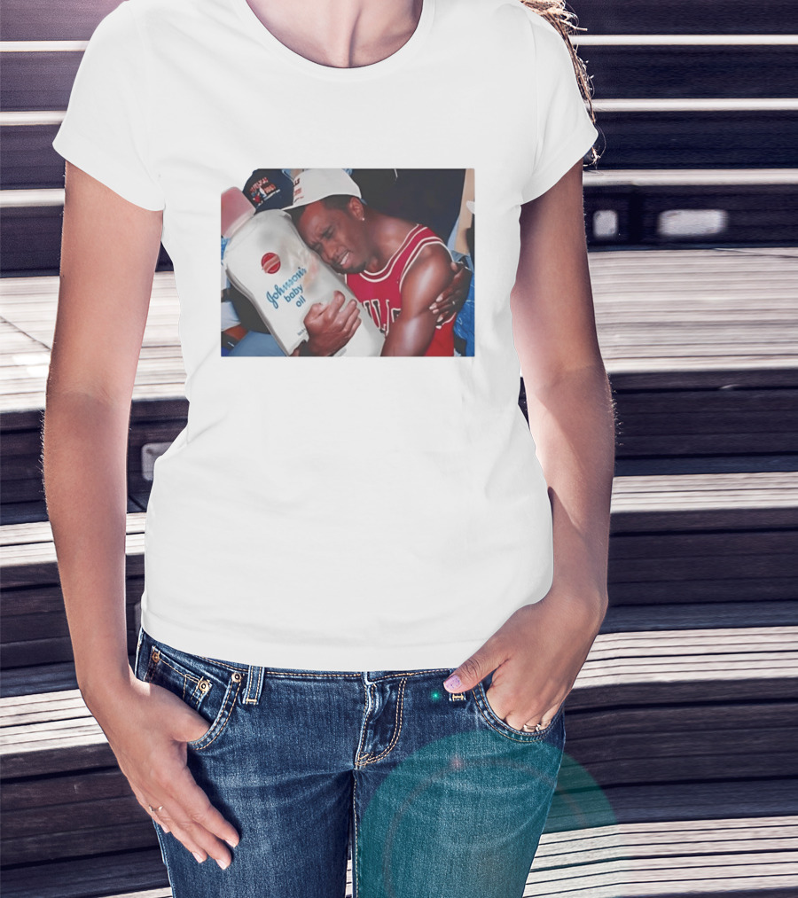 P.Diddy Crying Meme Johnson's Baby Oil Bulls Jersey T-Shirt