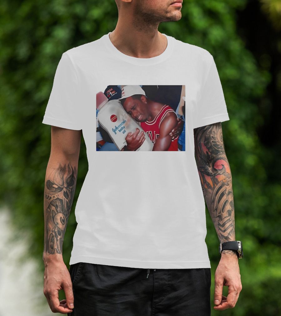 P.Diddy Crying Meme Johnson's Baby Oil Bulls Jersey T-Shirt