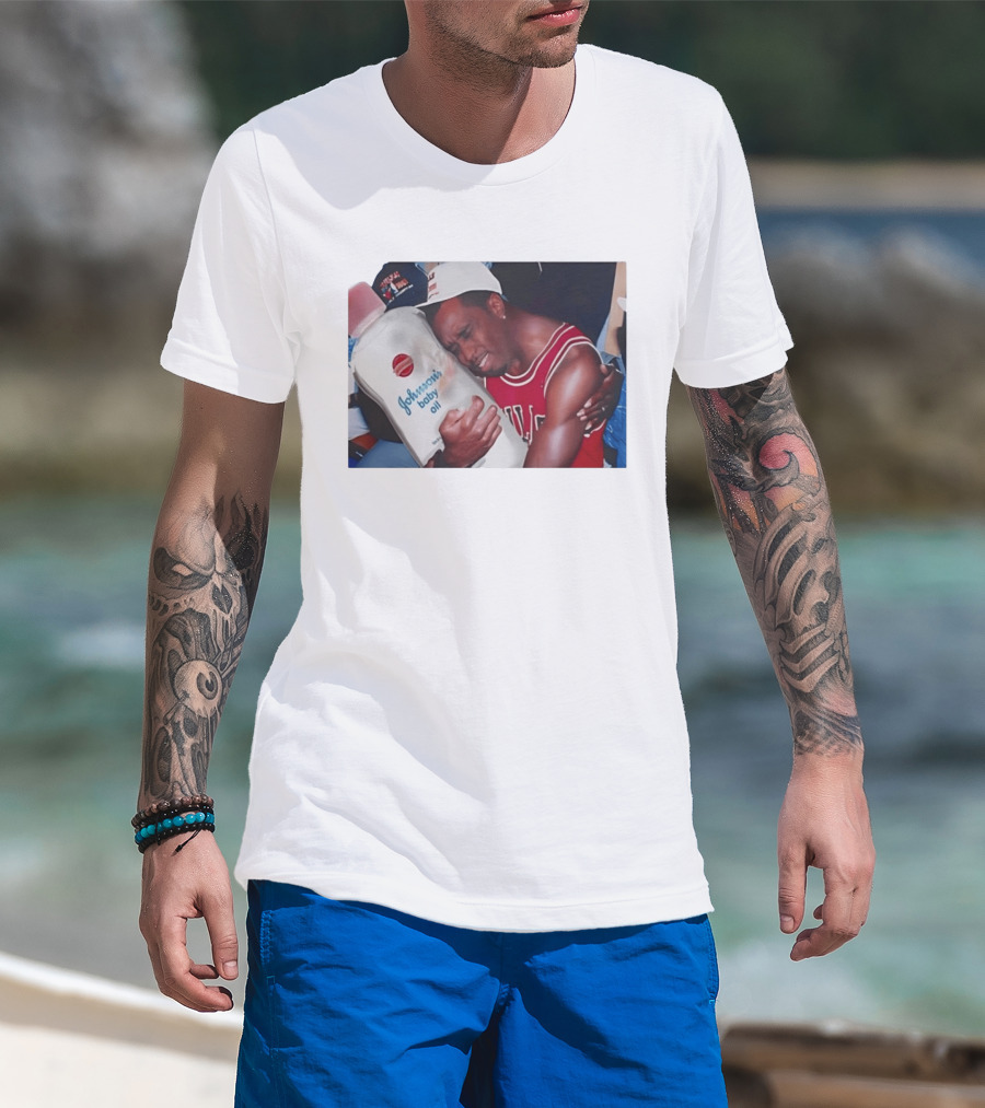 P.Diddy Crying Meme Johnson's Baby Oil Bulls Jersey T-Shirt
