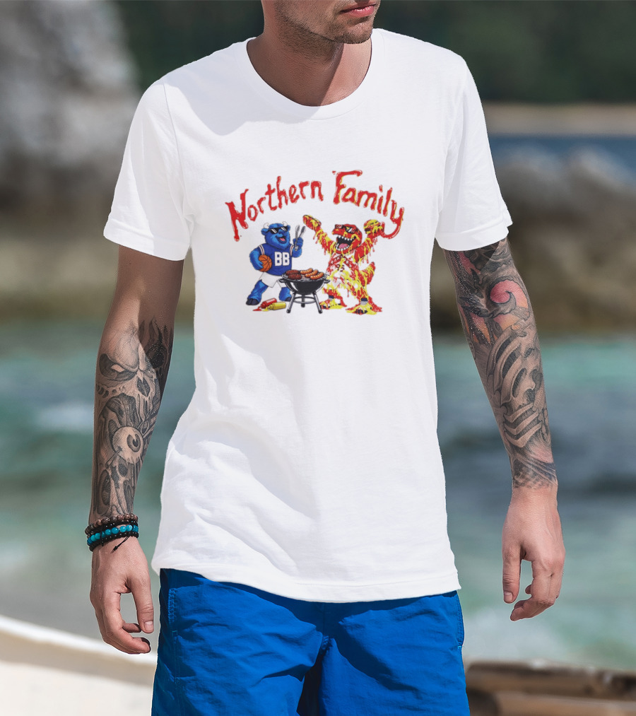 Northern Family BBQ Fun With Raptors And Buffalo Bills T-Shirt