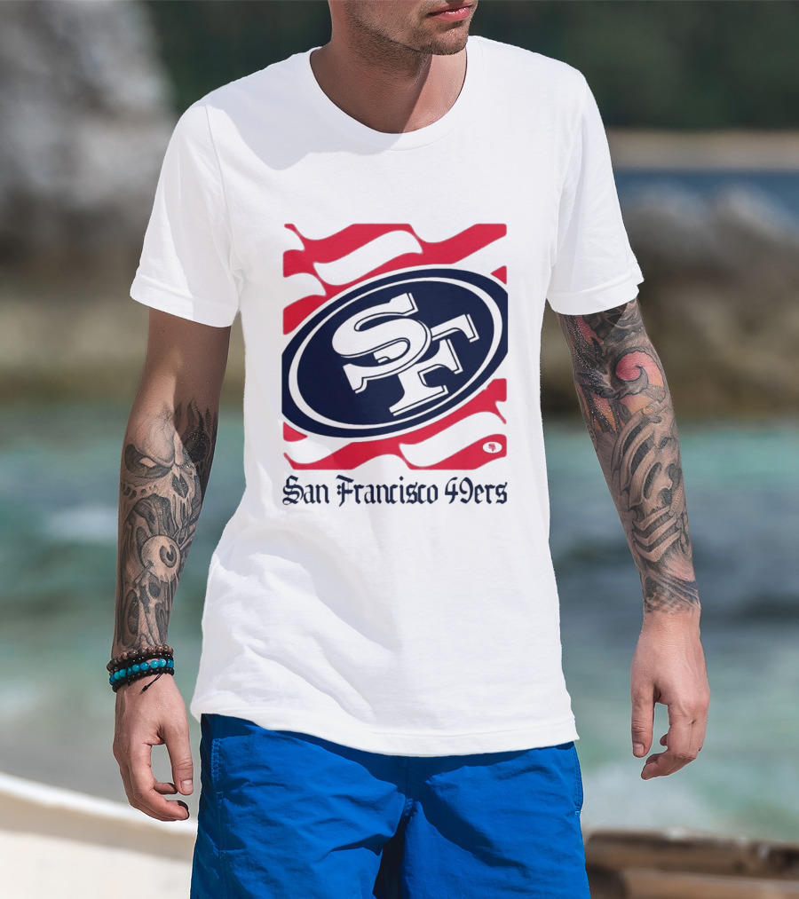 San Francisco 49ers SF Flag Heritage Wordmark T-Shirt