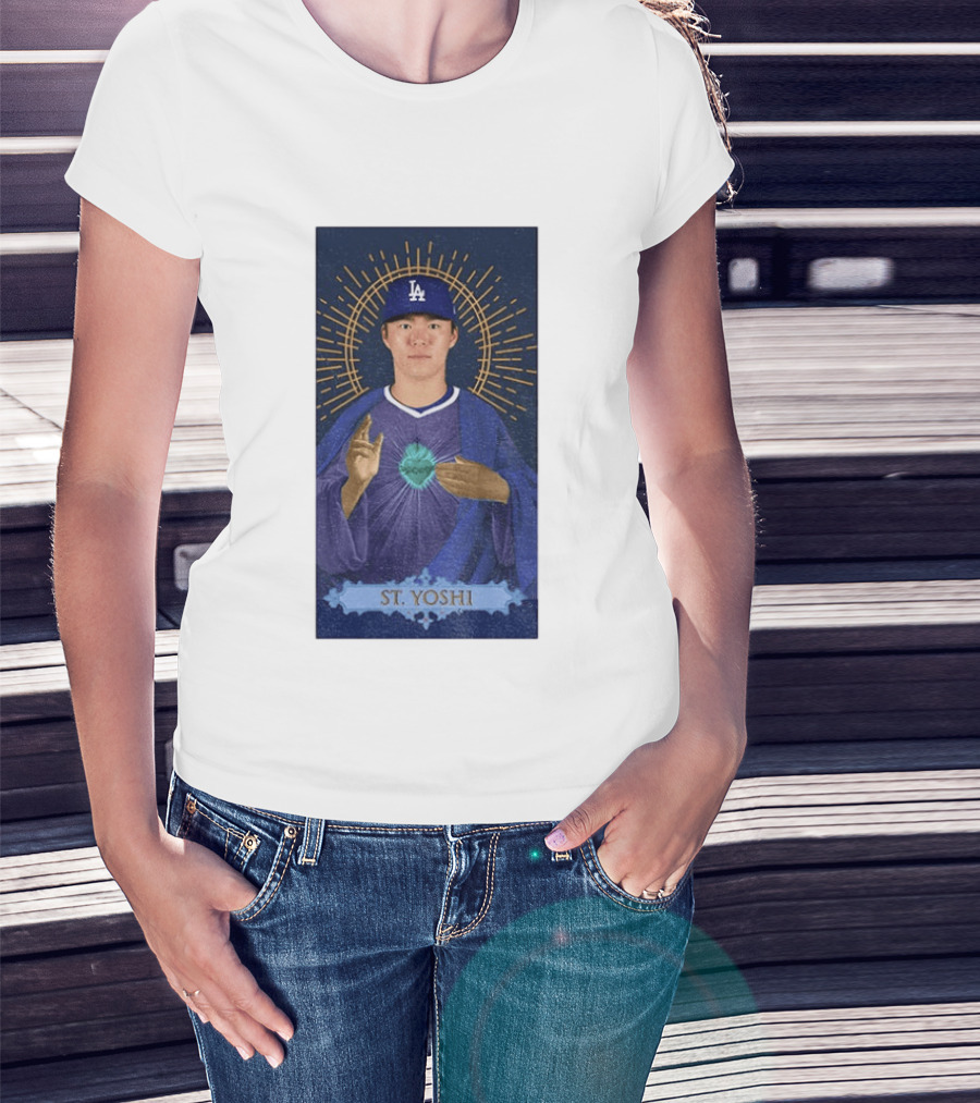 Yoshinobu Yamamoto Dodgers St. Yoshi Halo Icon MLB T-Shirt